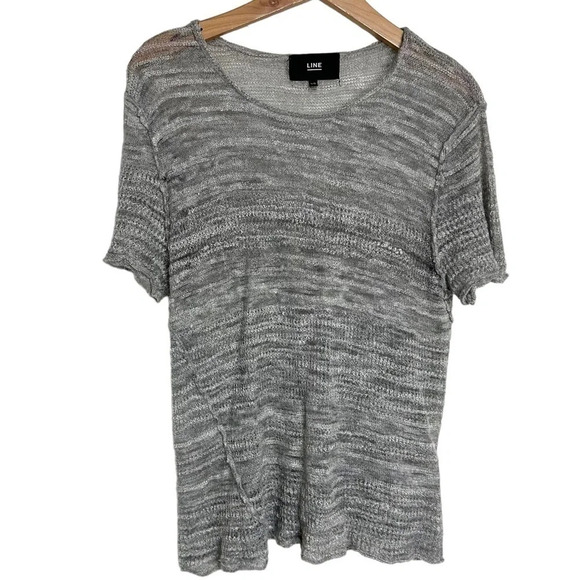LINE the Label L gray & white lightweight linen blend‎ knit short sleeve top - Picture 5 of 5